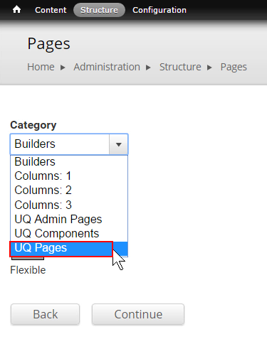 Select UQ Pages category