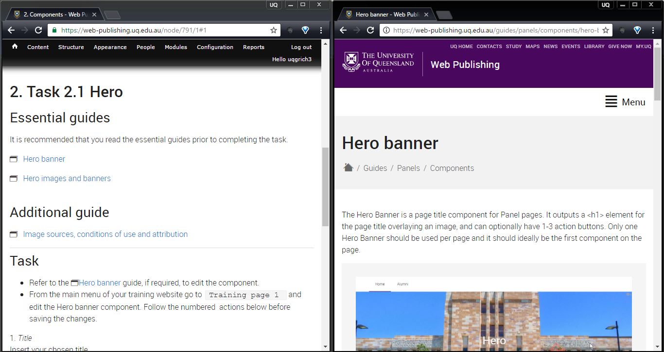 view of 2 windows displaying side-by-side on a single screen