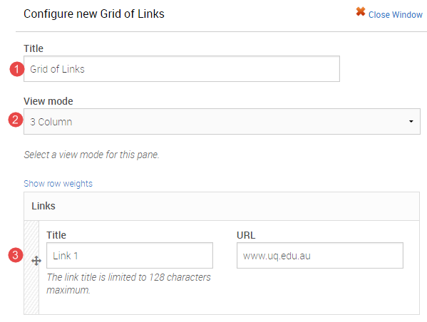 Grid of links 1 - 3