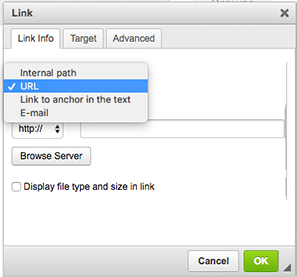 Select Link Type URL