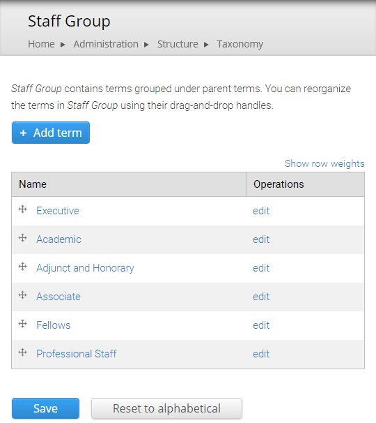 Staff Group Terms