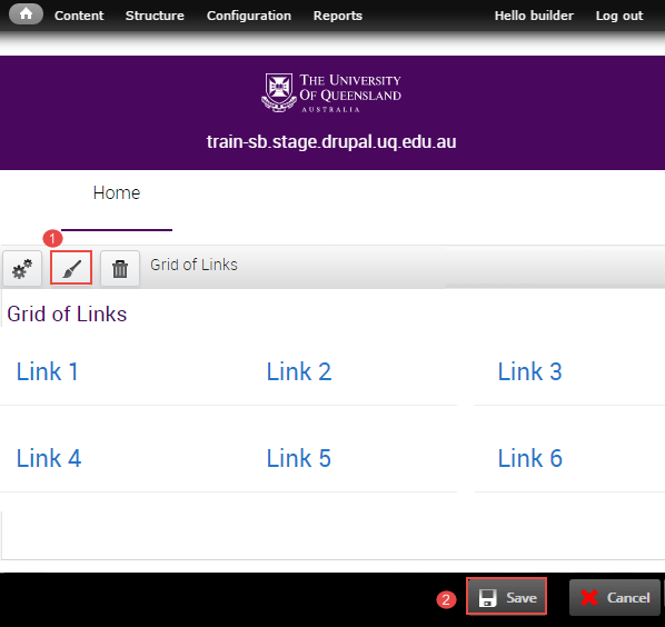 Grid of Links click save