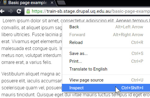 right click and select inspect