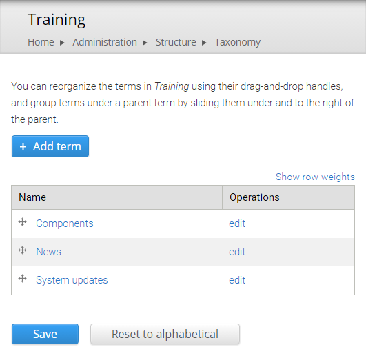 Training vocabulary