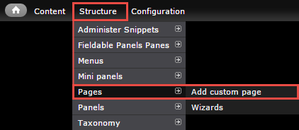 Add custom page menu selection