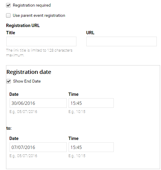 specific session registration details