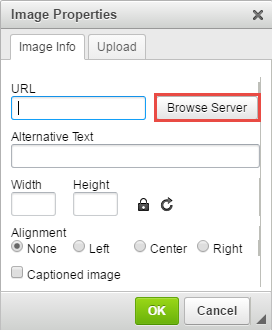 Select browse server on Image properties