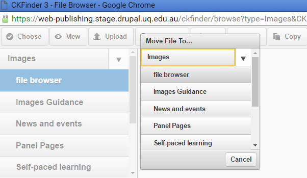 Select the destination folder