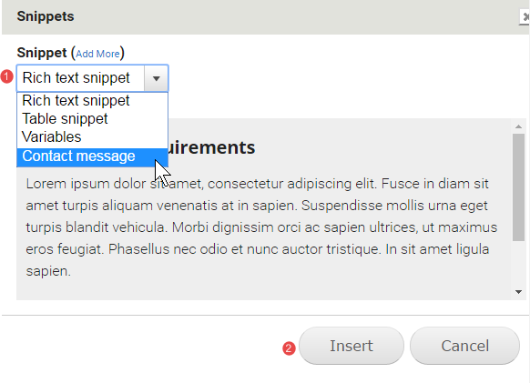 Select the snippet to insert